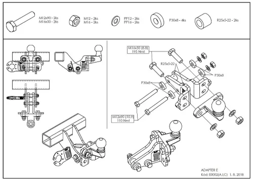 adapter címről fix (I) /vízszintesen (C) rendszer -> csavarral rögzített