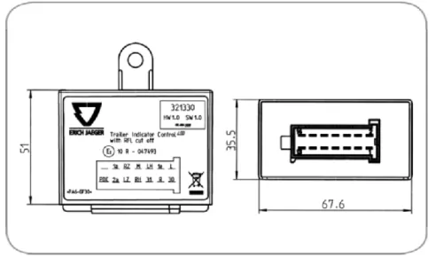 ND Erich Jaeger pótkocsi vezérlő modul 12V LED-del