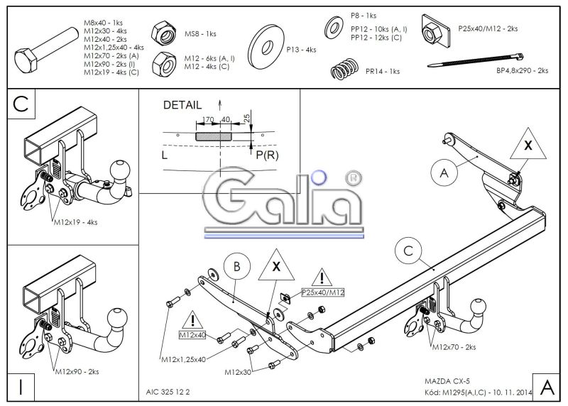 Vonóhorog Mazda CX-5 2012-2017 , 2 csavarral rögzítve, Galia